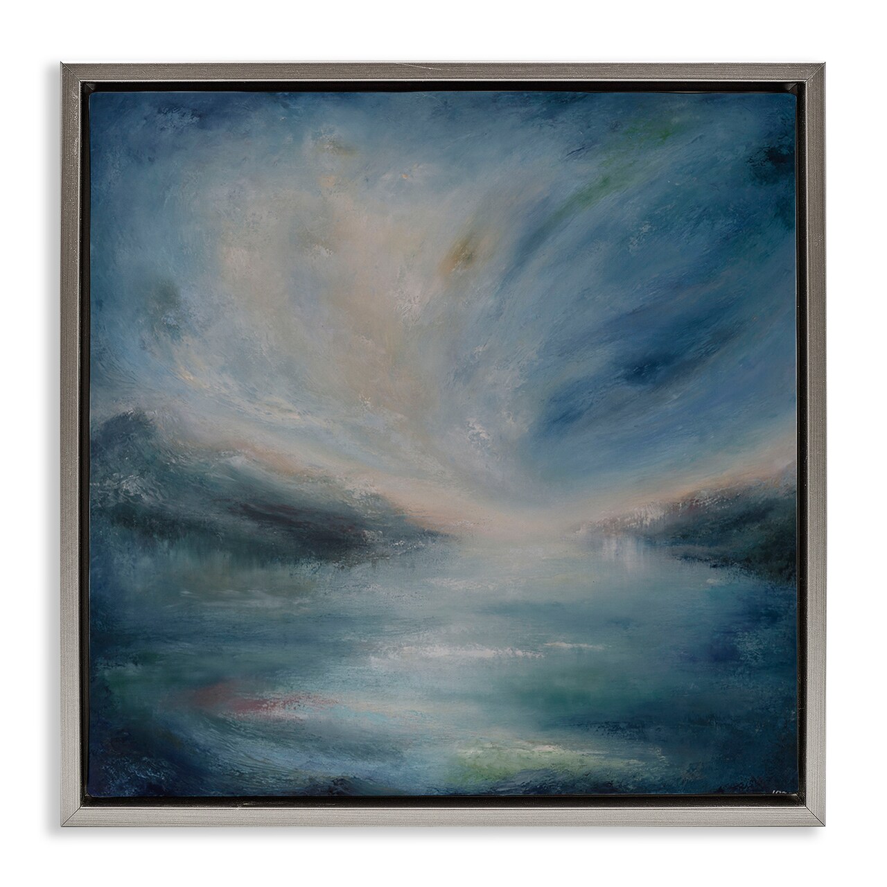 Stupell Industries Blue Hour Abstract Landscape Floater Framed Canvas Wall Art Design by Lydia Orange